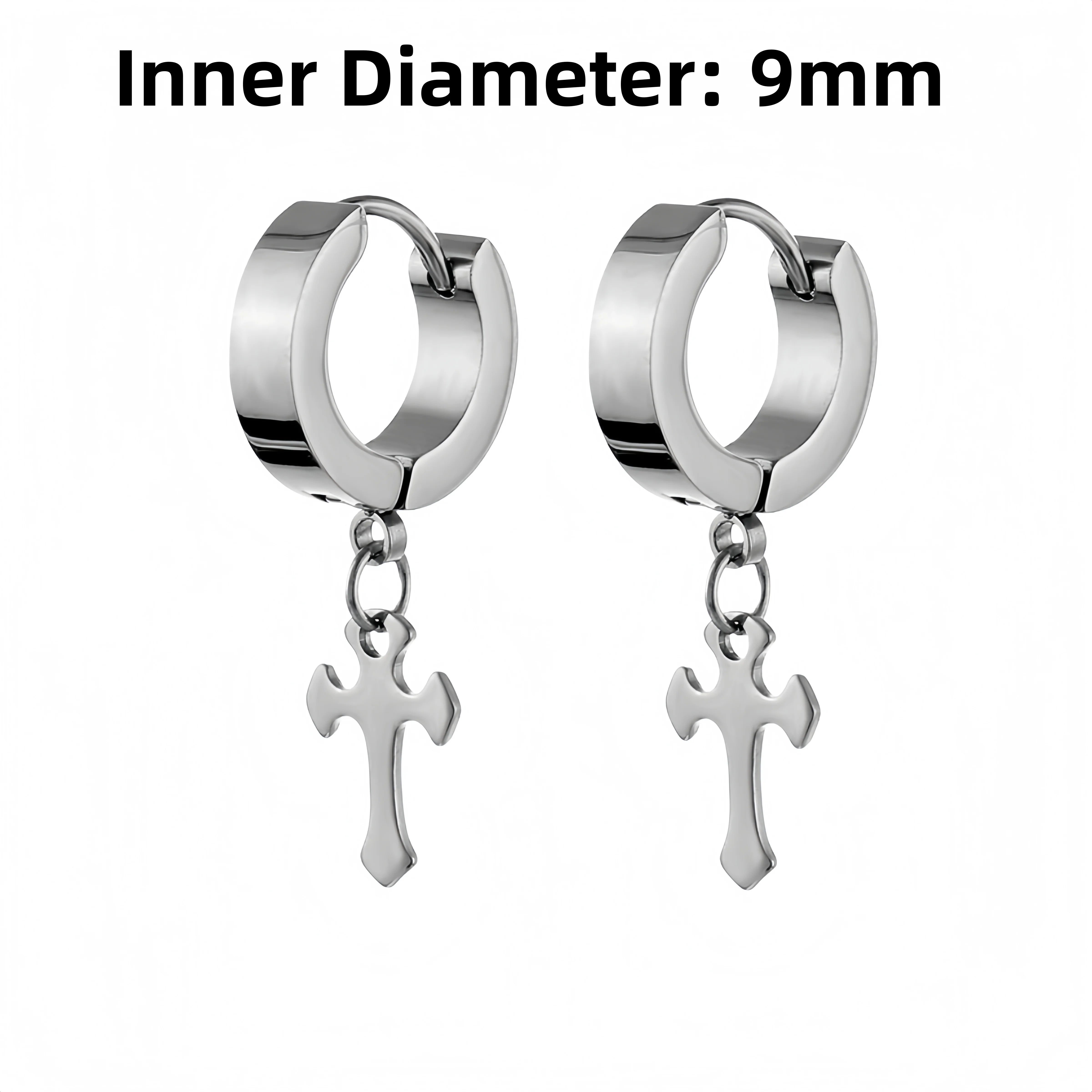 Stainless Steel Lightning Chain Hoop Earrings – Punk Feather Drop (Unisex)