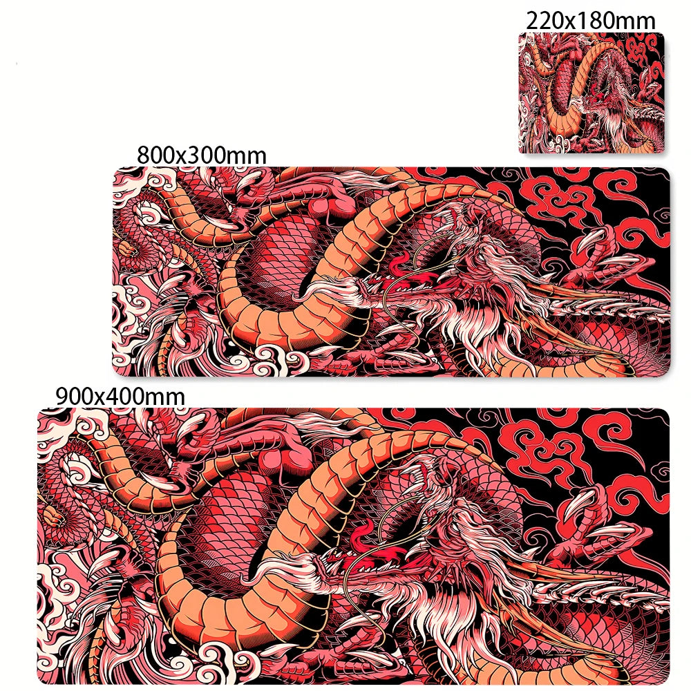 Black & White Dragon Gaming Mouse Pad – Extended Desk Mat 400x900