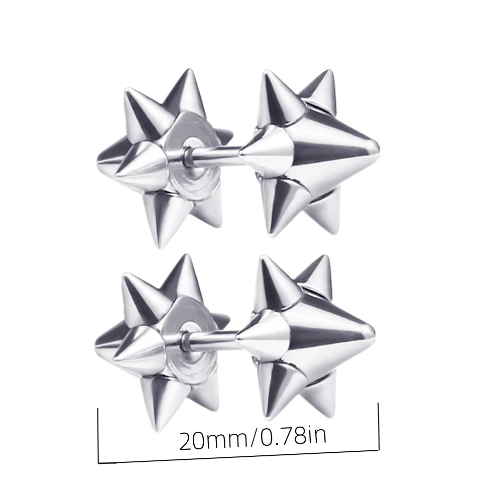 Stainless Steel Lightning Chain Hoop Earrings – Punk Feather Drop (Unisex)