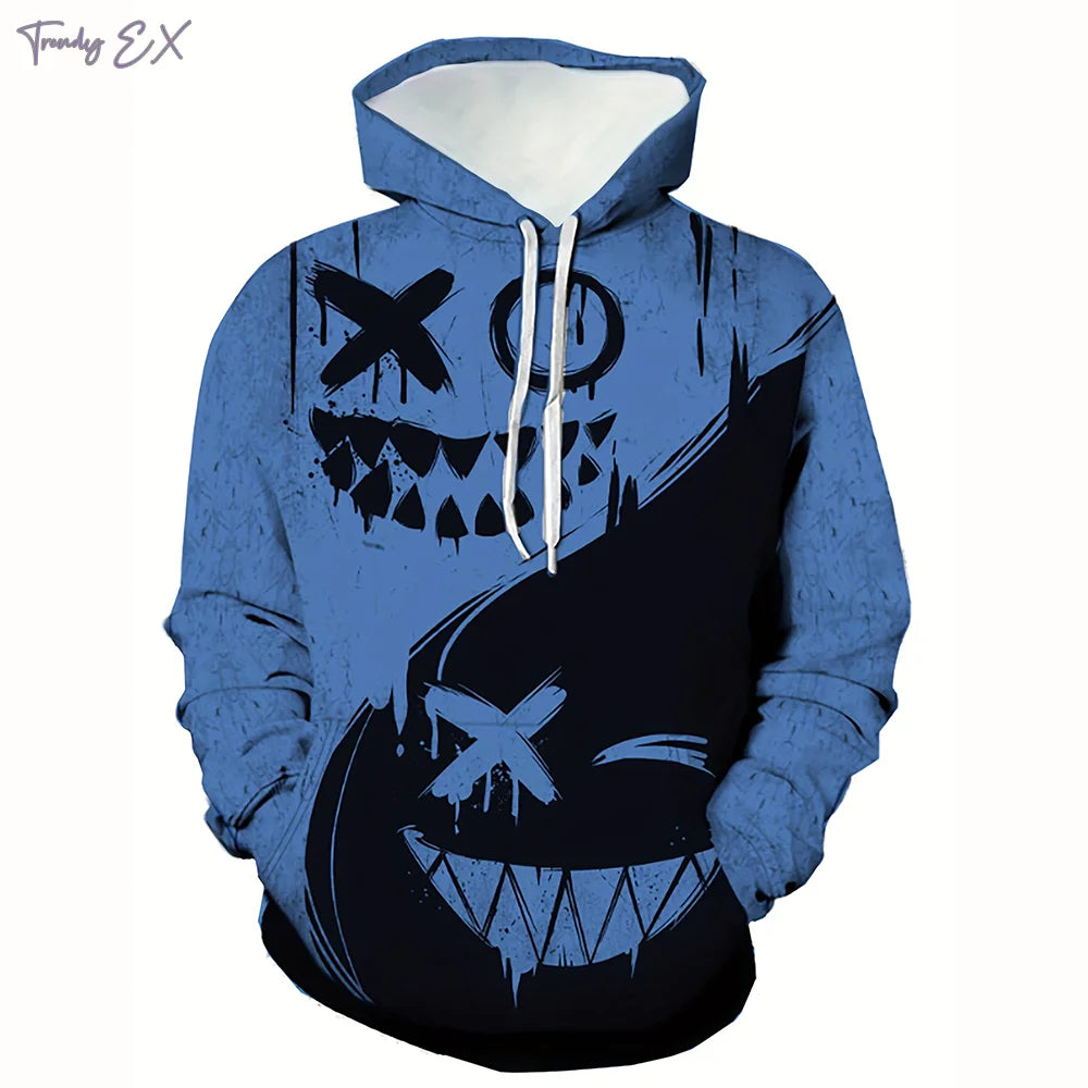 Men’s Double Smiley Face Hoodie – Printed Streetwear Pullover (Casual Fit)