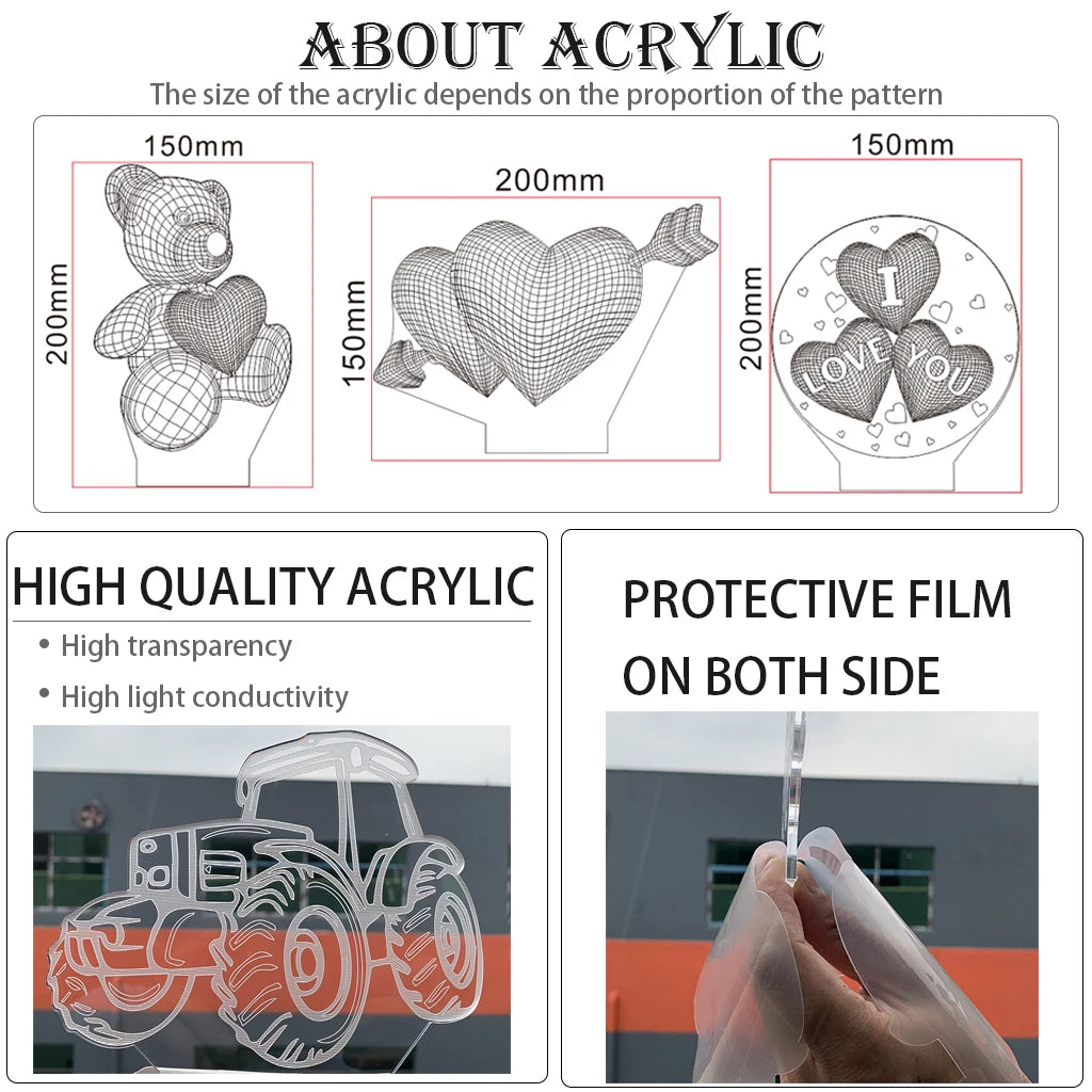 Anime-Style LED Acrylic Display Lamp – Character Figure Night Light with Remote Control