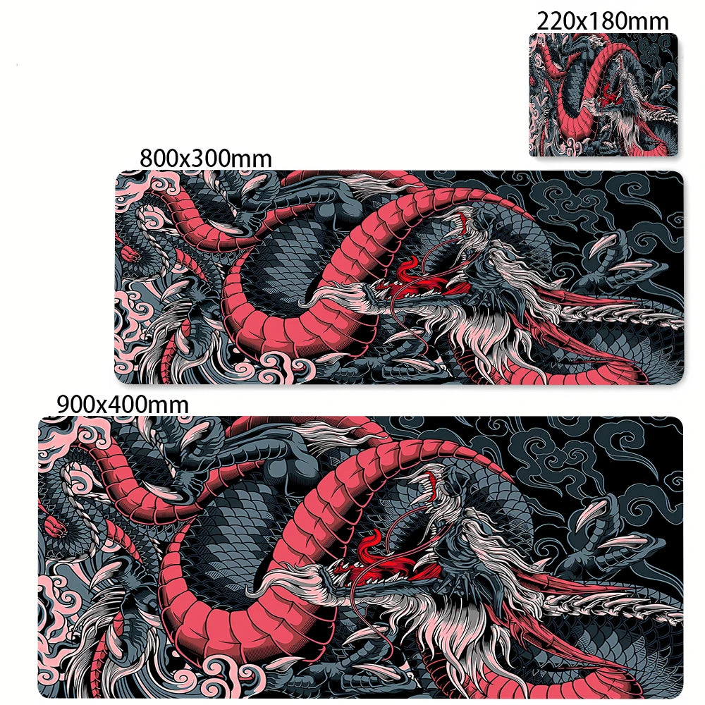 Black & White Dragon Gaming Mouse Pad – Extended Desk Mat 400x900