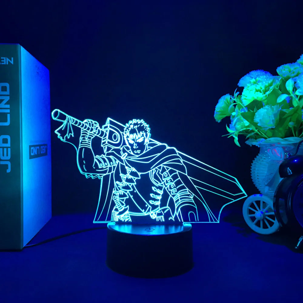 Dark Swordsman LED Acrylic Night Light – 3D Anime Glow Lamp