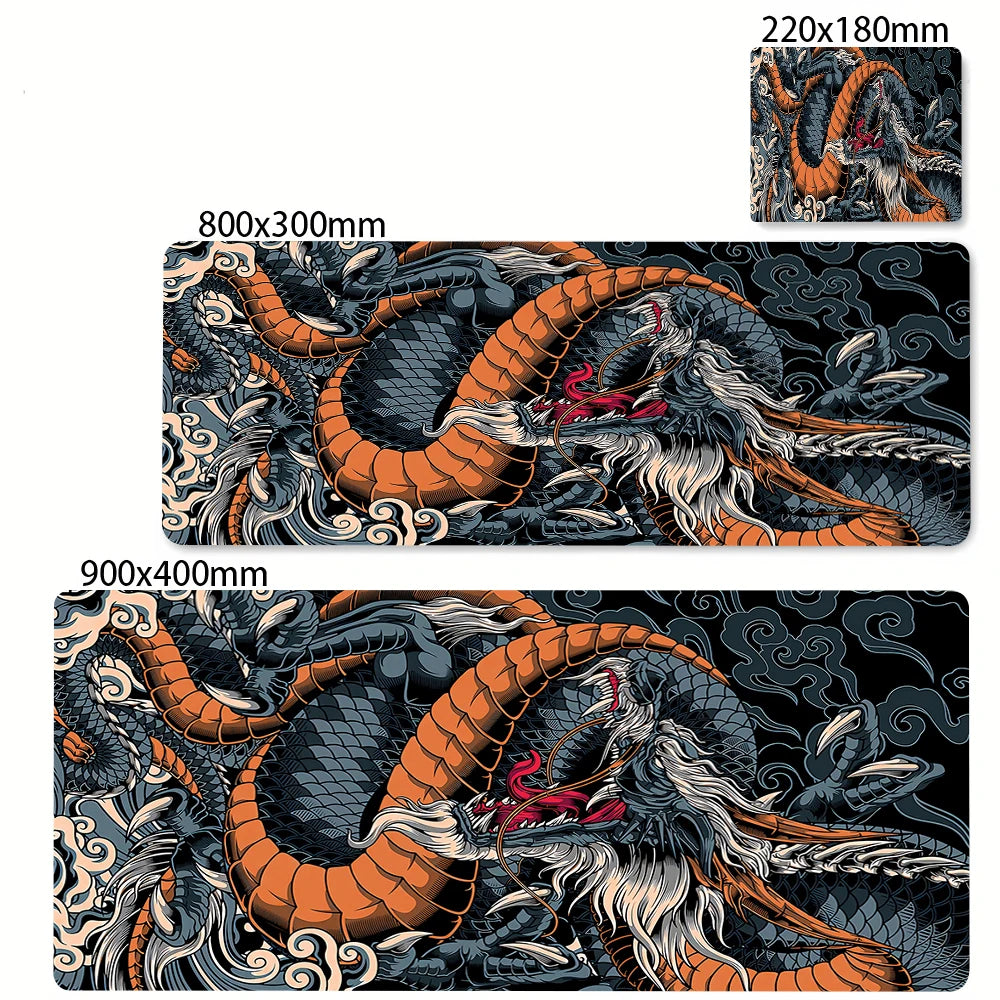 Black & White Dragon Gaming Mouse Pad – Extended Desk Mat 400x900