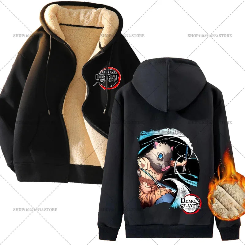 Yokai Supply “Demon Slayer” Zip Hoodie – Winter Anime Fleece Jacket (Unisex)