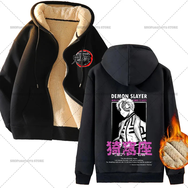 Yokai Supply “Demon Slayer” Zip Hoodie – Winter Anime Fleece Jacket (Unisex)