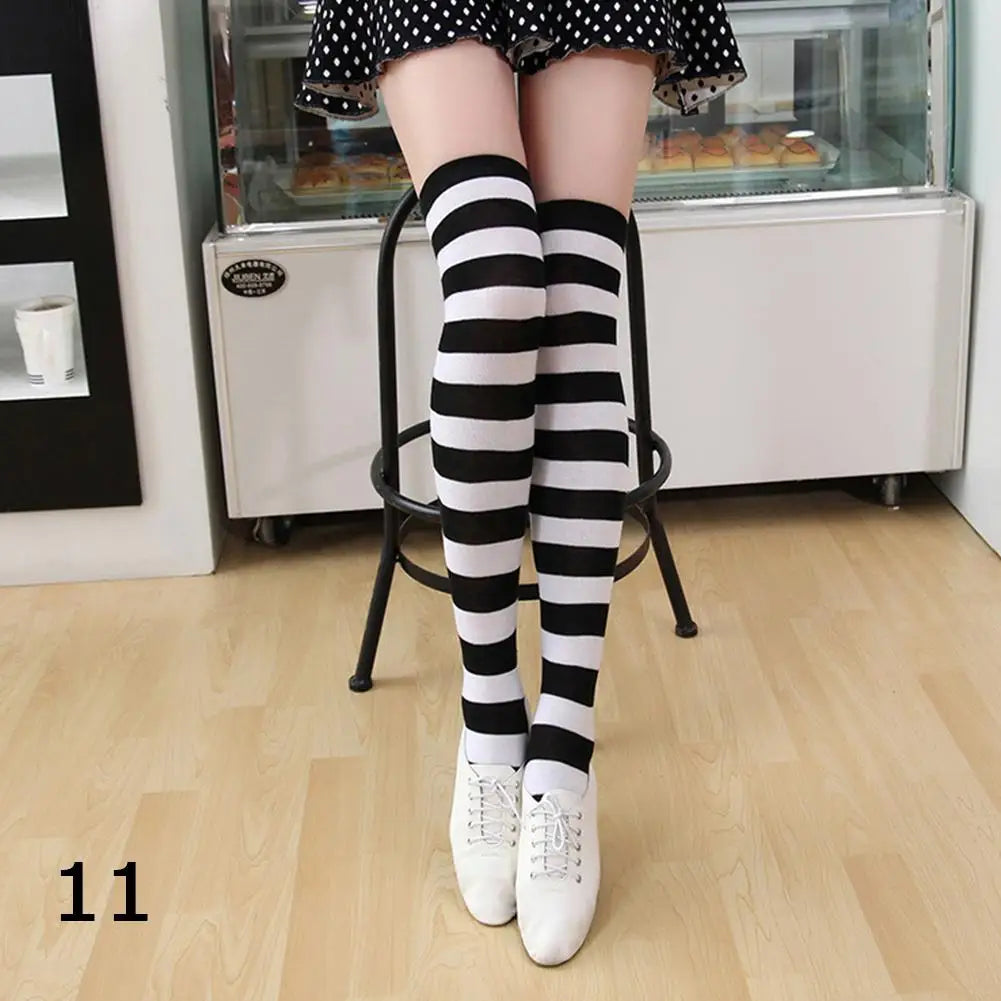 Gothic Striped Over-the-Knee Socks & Arm Warmers Set (2 Pairs)